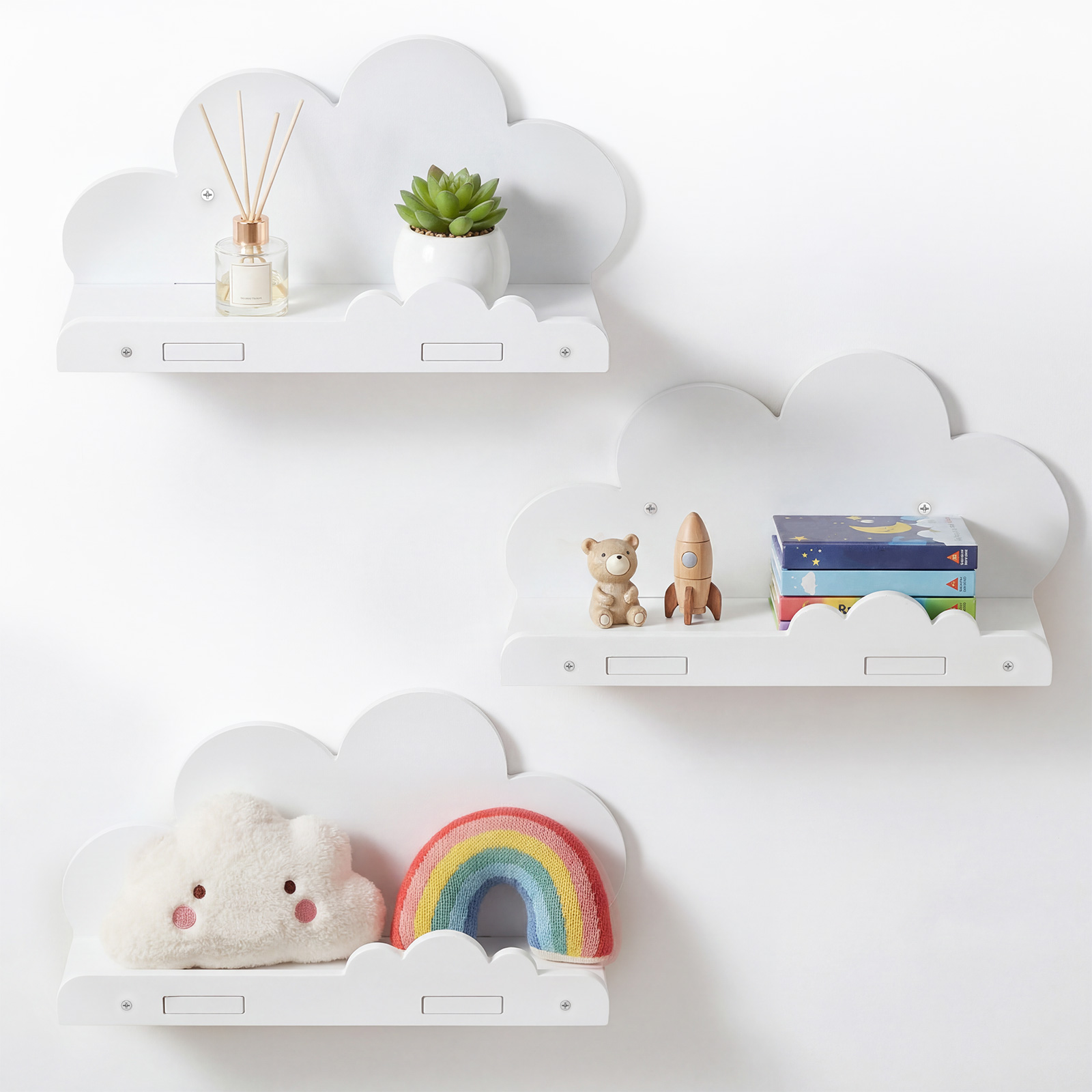Screw Organizer Kit - 3개의 구름 모양 벽걸이형 수납 선반,